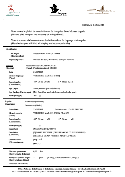fiche réseau bécasse