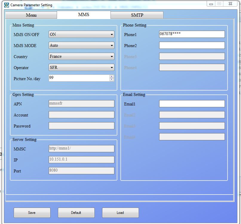 Configuration MMS HC-300M avec rseau SFR