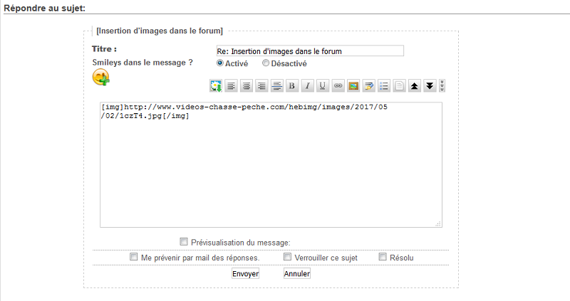 Insertion d'images dans le forum