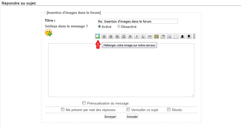 Insertion d'images dans le forum
