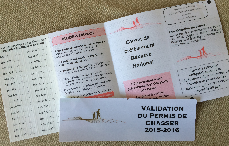 Imprimé de validation du permis de chasser - Fédération des Chasseurs de la  Corse du Sud