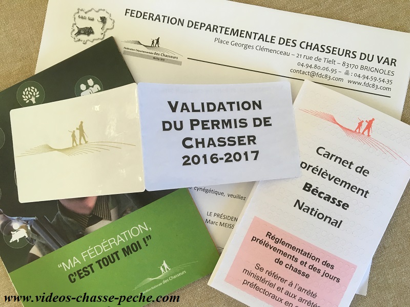 Validation permis de chasser 2016 2017 Var