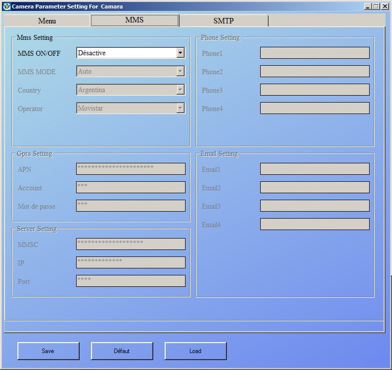 Configuration mail camra HC Orange