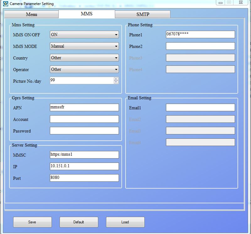 Configuration MMS HC-300M avec rseau SFR