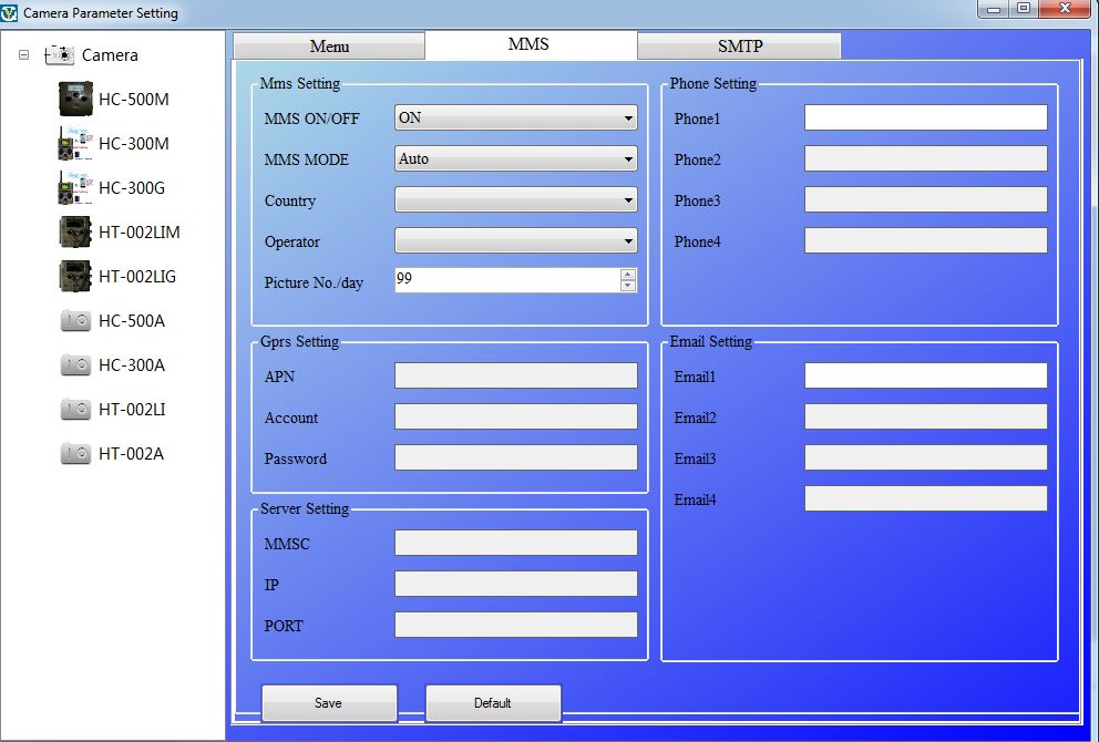 Configuration MMS HC-300M avec réseau SFR